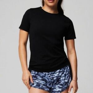 Fabletics Feather Tech+ Short-Sleeve‎ Top Womens XXL 1X Black Crewneck Stretchy